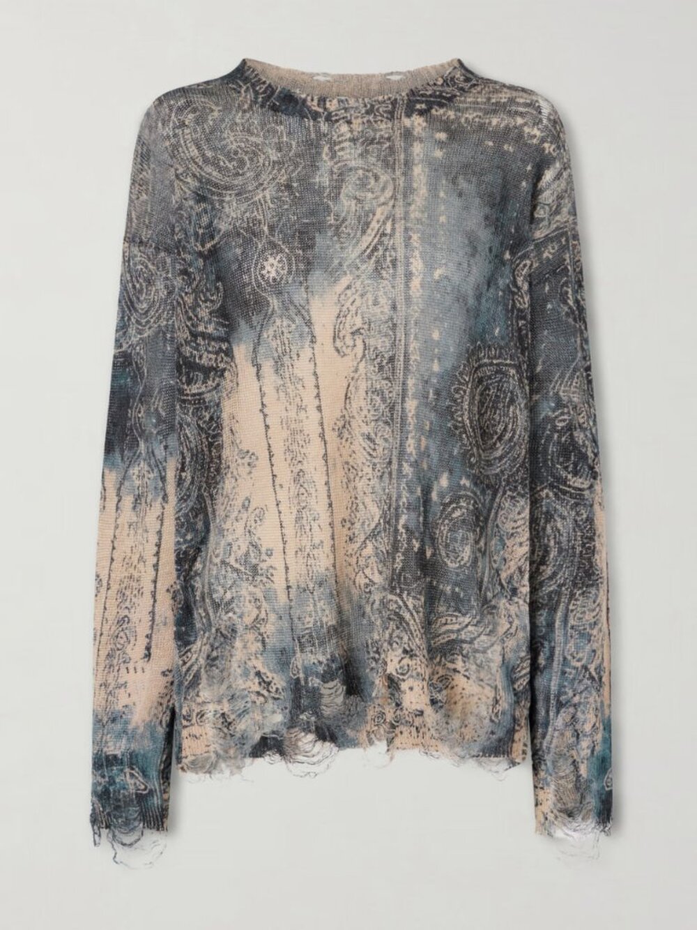 R13 NWOT Blue & Beige Printed Boyfriend Sweater M